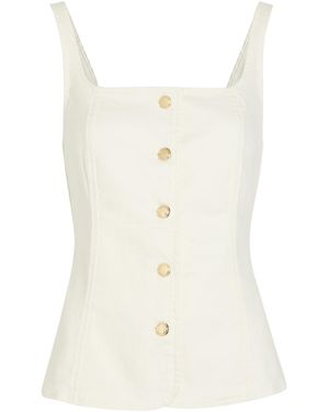 GOOD AMERICAN Square-Neck Denim Top - White