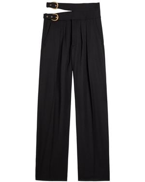 Chloé Belt-Effect Straight-Leg Wool Trousers - Black