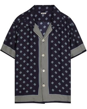 Bode Foyer Printed Silk Shirt - Blue