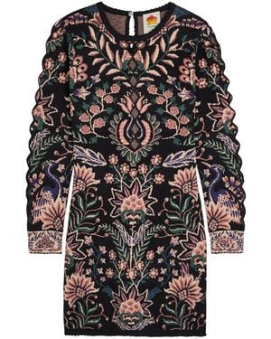 FARM Rio Marvelous Garden Floral-Jacquard Knit Mini Dress - Black