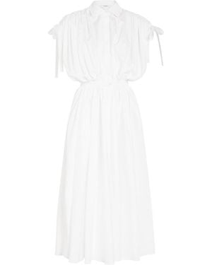 Givenchy Ruched Cotton-Poplin Midi Shirt Dress - White