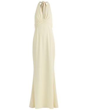 Odd Muse Halterneck Twill Maxi Dress - White