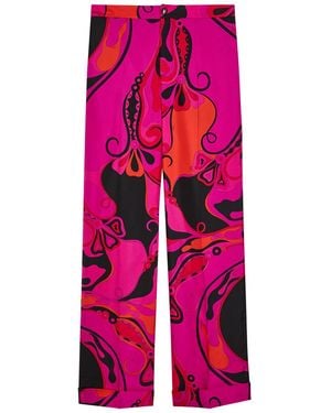 PUCCI Printed Straight-Leg Silk Trousers - Pink