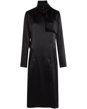 Courreges Double-Breasted Satin Trench Coat - Black