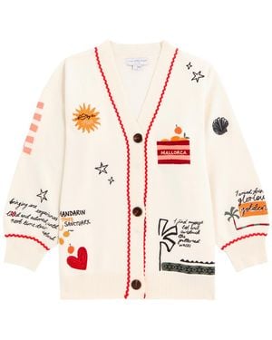 Never Fully Dressed Poema Martha Embroidered Knit Cardigan - Pink