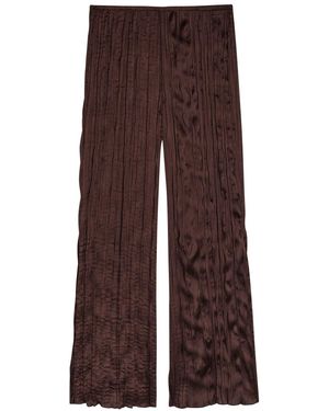 STAUD Nami Plissé Pants - Brown