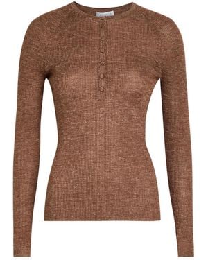 Gabriela Hearst Anges Henley Knit Polo Top - Brown