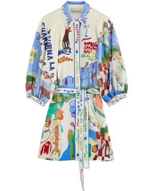 ALÉMAIS Nadia Printed Flax Mini Shirt Dress - White