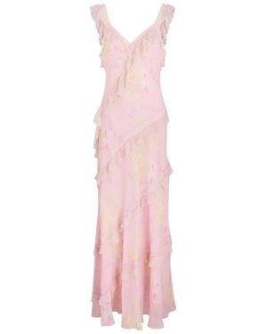 LoveShackFancy Radiance Floral-Printed Chiffon Maxi Dress - Pink