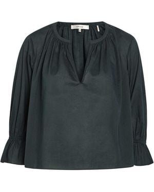 FRAME The Poet Gathered Cotton Blouse - Green