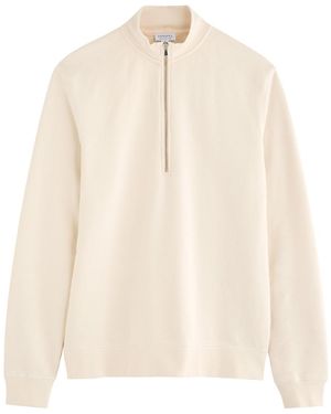 Sunspel Half-Zip Cotton Sweatshirt - Natural