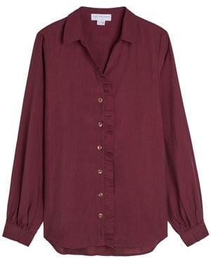 Never Fully Dressed Miley Ruffle-Trimmed Woven Shirt - Purple