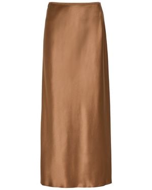 JOSEPH Isaak Silk Midi Slip Skirt - Brown