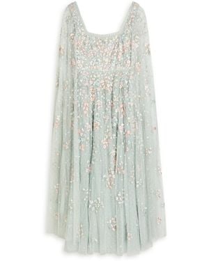 ワンピース NEEDLE & THREAD Mini dress with sequins embroidery Blu Royal One Shoulder Beaded Dress 36713 | Jovani
