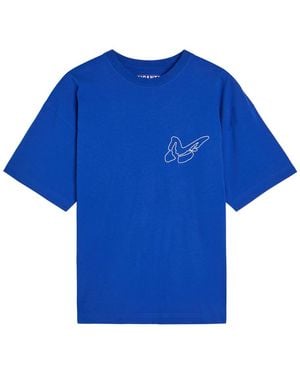 Picante Butterfly Printed Cotton T-Shirt - Blue