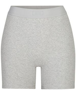 Skims Cotton-Rib Boxer Shorts - Grey