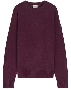 Moncler Logo-Appliquéd Wool And Cashmere-Blend Sweater - Purple