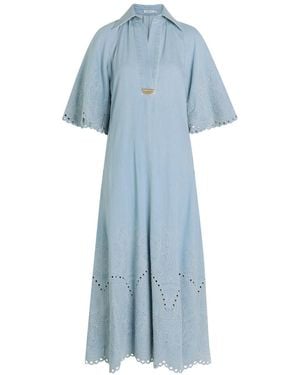 Zimmermann Daylight Embroidered Midi Dress - Blue