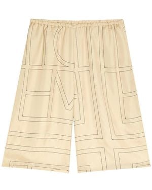 TOTEME Logo-Monogrammed Silk Shorts - Natural