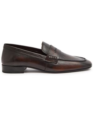 Dries Van Noten Square-Toe Leather Loafers - Grey