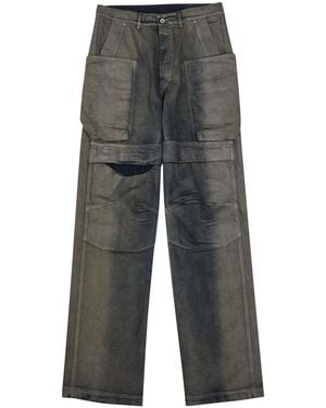 Rick Owens Stefan Panelled Denim Cargo Trousers - Grey