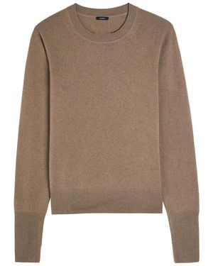 JOSEPH Round Neck Cashmere Sweater - Brown