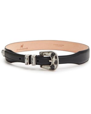 Silver Ostrich Crazy Leather Belt - White
