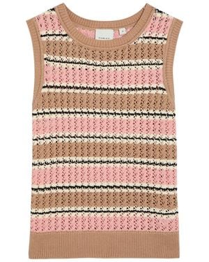 Varley Deeley Striped Open-Knit Cotton Tank Top - Natural