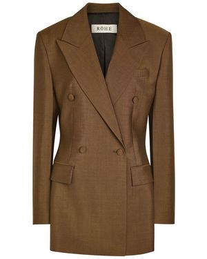 Rohe Double-Breasted Wool And Mohair-Blend Blazer - Brown