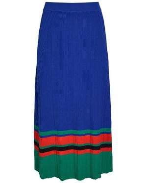 Wales Bonner Island Ribbed-Knit Midi Skirt - Blue