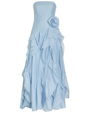 Aje. Canyon Floral-Appliqué Chiffon Gown - Blue
