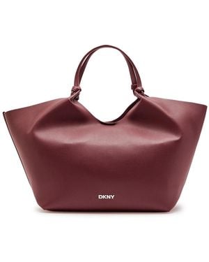 DKNY Paula Large Grained Leather Tote Bag - Purple