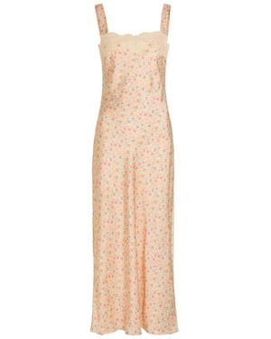 RIXO London Rosamarie Floral-Print Satin Midi Dress - Natural