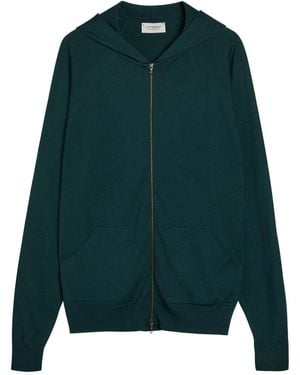 John Smedley Carty Hooded Merino Wool Sweatshirt - Green