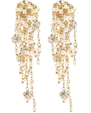 Rosantica Rugiada Embellished Tassel Clip-On Drop Earrings - White