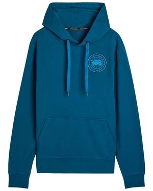 Canada Goose Hooded Embroidered Cotton Sweatshirt - Blue