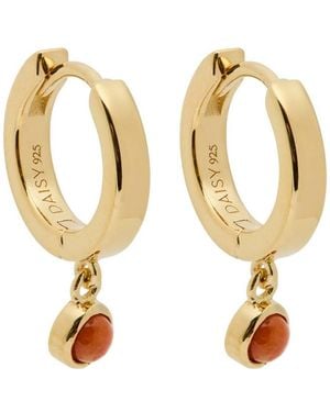 Daisy London Healing Stone 18Kt-Plated Hoop Earrings - White