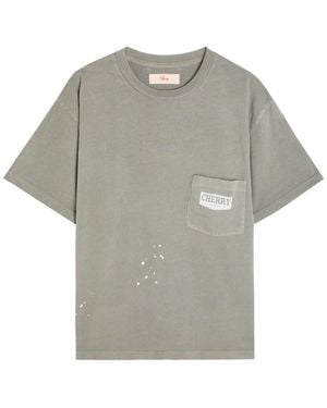 CHERRY LA Chevron Boxy Paint-Splatter Cotton T-Shirt - Grey