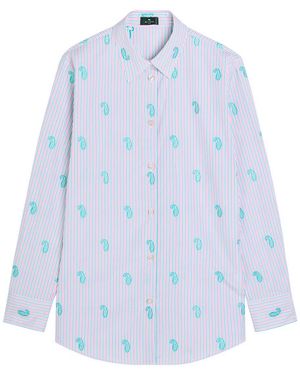 Etro Embroidered Cotton Shirt - Blue