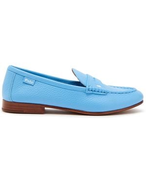 Polo Ralph Lauren Logo Pebbled Leather Loafers - Blue