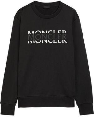 Moncler Logo-Print Cotton Sweatshirt - Black