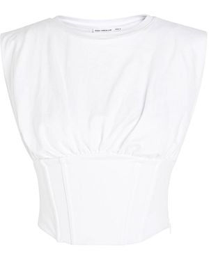 GOOD AMERICAN Stretch-Cotton Corset Top - White