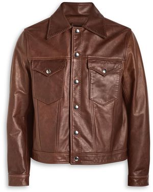 Second Layer Trucker Leather Jacket - Brown