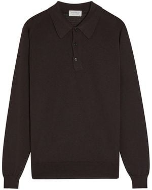 John Smedley Caverhill Merino Wool Polo Shirt - Black