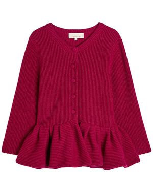LIBEROWE Peplum Cashmere Cardigan - Red