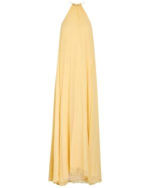 Delos Luna Draped Silk-Georgette Maxi Dress - Metallic