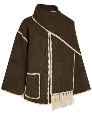 TOTEME Scarf-Effect Wool-Blend Jacket - Brown