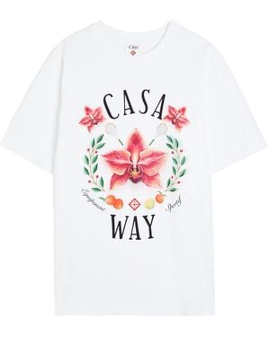 CASABLANCA Casa Way Orchid Printed Cotton T-Shirt - White