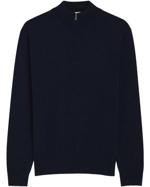 Aurélien Knit 1/4 Zip Merino Wool Sweater - Blue