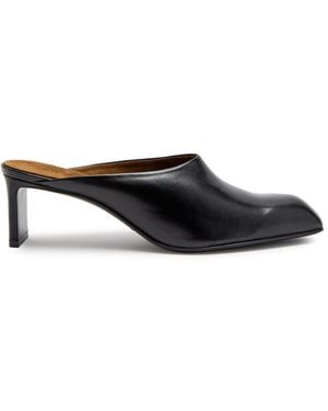 KHAITE Colt 50 Glossed Leather Mules - Black